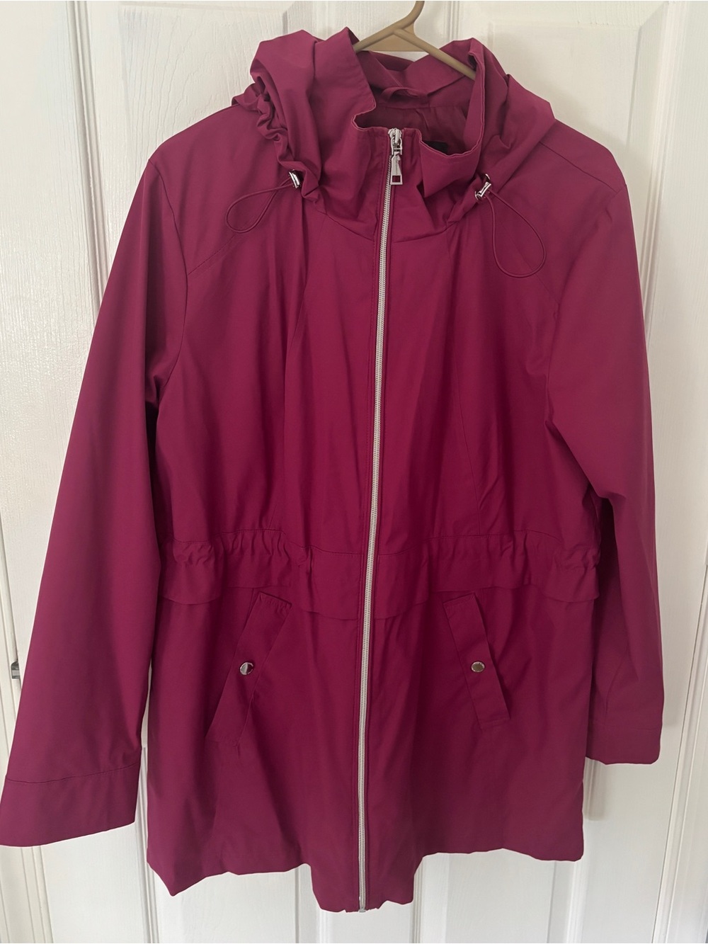 Vince Camuto Hooded Trench Coat - Raspberry
